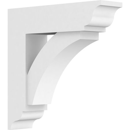 EKENA MILLWORK Standard Thorton Architectural Grade PVC Bracket with Traditional Ends, 3"W x 14"D x 14"H BKTP03X14X14THR01